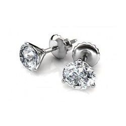 Genuine Diamonds Studs Earrings 3.40 Carats Round Cut White Gold