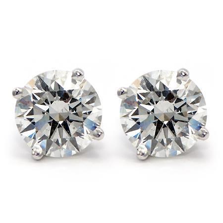 Genuine Diamonds Women Studs Earrings 3.00 Carats White Gold 14K