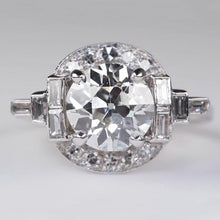 Genuine Engagement Halo Baguette & Round Old Miner Diamond Ring 3.75 Carats