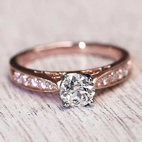  Genuine Engagement Ring 14K Two Tone