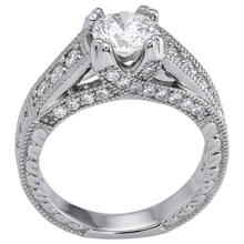 Genuine Engagement Ring Cathedral Setting Antique Style White Gold 14K