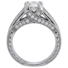 Genuine Engagement Ring Cathedral Setting Antique Style White Gold 14K