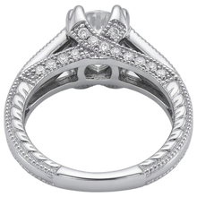 Genuine Engagement Ring Cathedral Setting Antique Style White Gold 14K