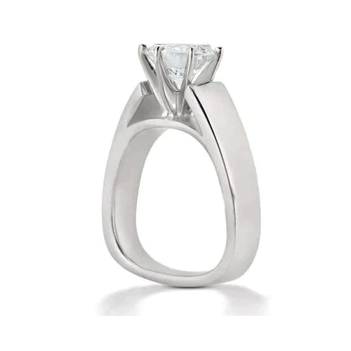 Genuine Euro Shank Wide Band Solitaire Ring