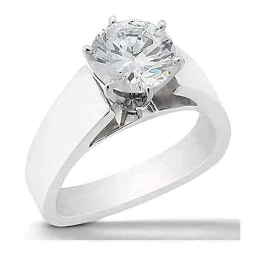 Genuine Euro Shank Wide Band Solitaire Ring