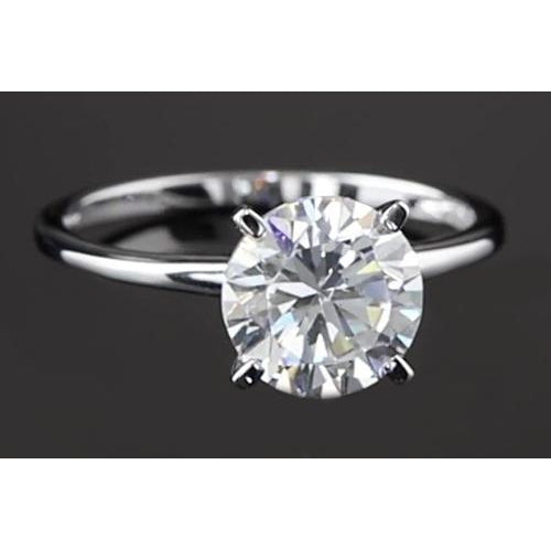 Genuine Four Prong Setting Solitaire Round Diamond Engagement Ring 2 Carats