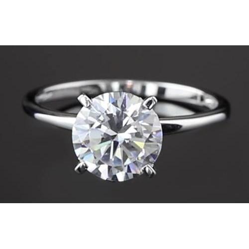 Genuine Four Prong Setting Solitaire Round Diamond Engagement Ring 2 Carats