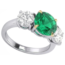 Earth-Mined Fine Emerald Colored Stone Ring – top view