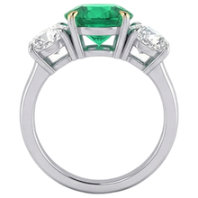 Earth-Mined Fine Emerald Colored Stone Ring 3 ct Two-Tone 14K Gold – detail view