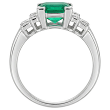 Emerald Cut Colombian Emerald ring in 14 Karat White Gold – angle view