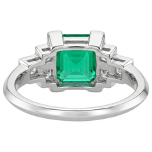 Colombian Emerald Emerald Cut Gemstone Ring in 14 Karat White Gold – profile view