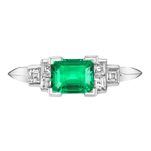Colombian Emerald Gemstone Ring 1.50-ct 14 Karat White Gold – main view