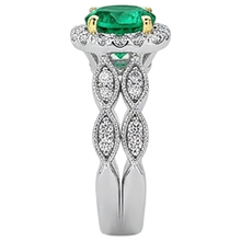 Colombian Emerald Colored Stone Ring 2.50-ct 14K Two Tone Gold – top view