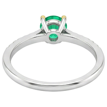 Emerald Precious Stone Ring 1-ct 14 Karat Two Tone Gold – back view