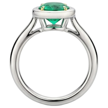 Gemstone Ring Two-Tone 14K Gold with Emerald – back view