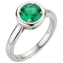 Gemstone Ring Two-Tone 14K Gold with Emerald – angle view