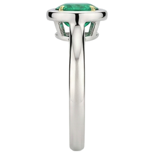 Round Cut Emerald ring in Two-Tone 14K Gold – top view