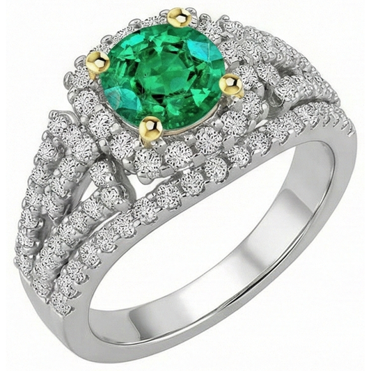 Earth-Mined Emerald Gemstone Ring – front view