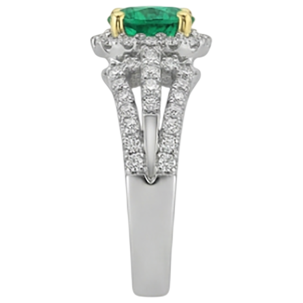 Emerald Gemstone Ring 2.50-ct Two-Tone 14K Gold – top view