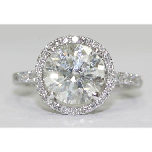 Genuine Halo Diamond Engagement Women Ring 3.50 Carats Pave Set Jewelry New