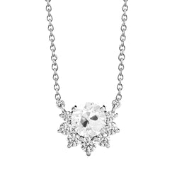 Halo Genuine Natural Earth Mined Diamond Pendant Round Old Miner 3 Ct With Chain Gold 14K