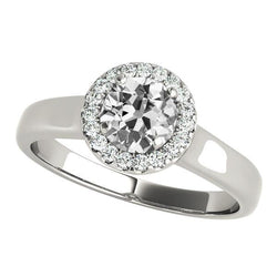 Genuine Halo Old European Diamond Engagement Ring 14K White Gold 3.50 Carats