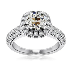 Genuine Halo Old Mine Cut Diamond Wedding Ring Multi-Row Accents 5 Carats