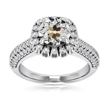 Genuine Halo Old Mine Cut Diamond Wedding Ring Multi-Row Accents 5 Carats