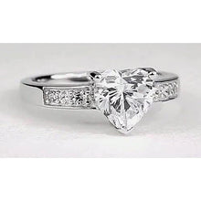Genuine Heart Diamond 2 Carats Accented Engagement Ring White Gold 14K