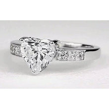Genuine Heart Diamond 2 Carats Accented Engagement Ring White Gold 14K