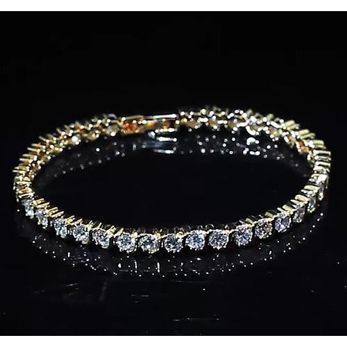 Genuine Ladies Diamond Tennis Bracelet 8 Carats Yellow Gold 14K Jewelry
