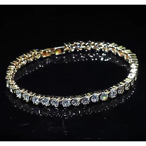 Genuine Ladies Diamond Tennis Bracelet 8 Carats Yellow Gold 14K Jewelry