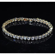 Genuine Ladies Diamond Tennis Bracelet 8 Carats Yellow Gold 14K Jewelry