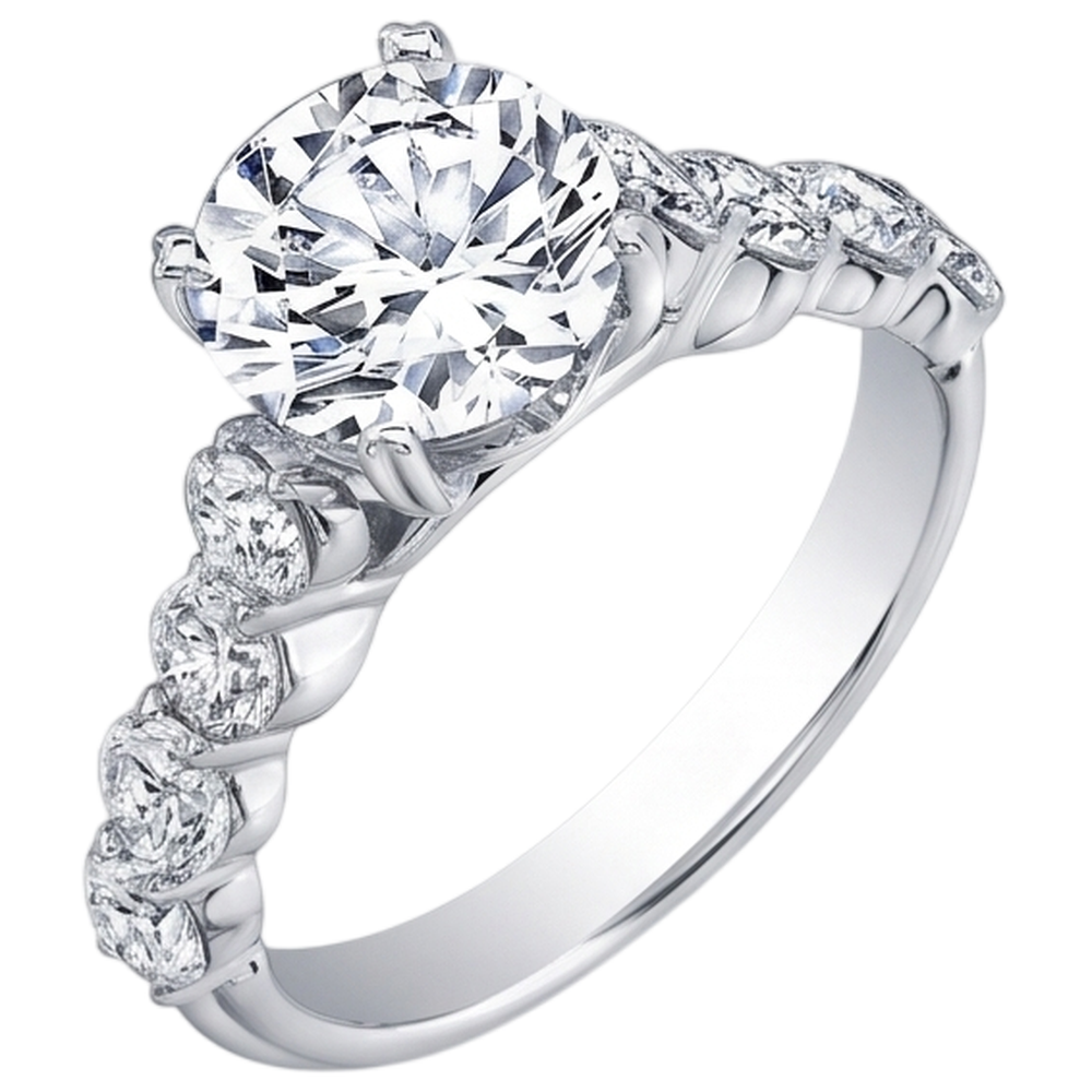 Genuine Natural Earth Mined DIAMOND ( NOT LAB GROWN ) Accented Engagement Ring 4.10 Carats White Gold 14K