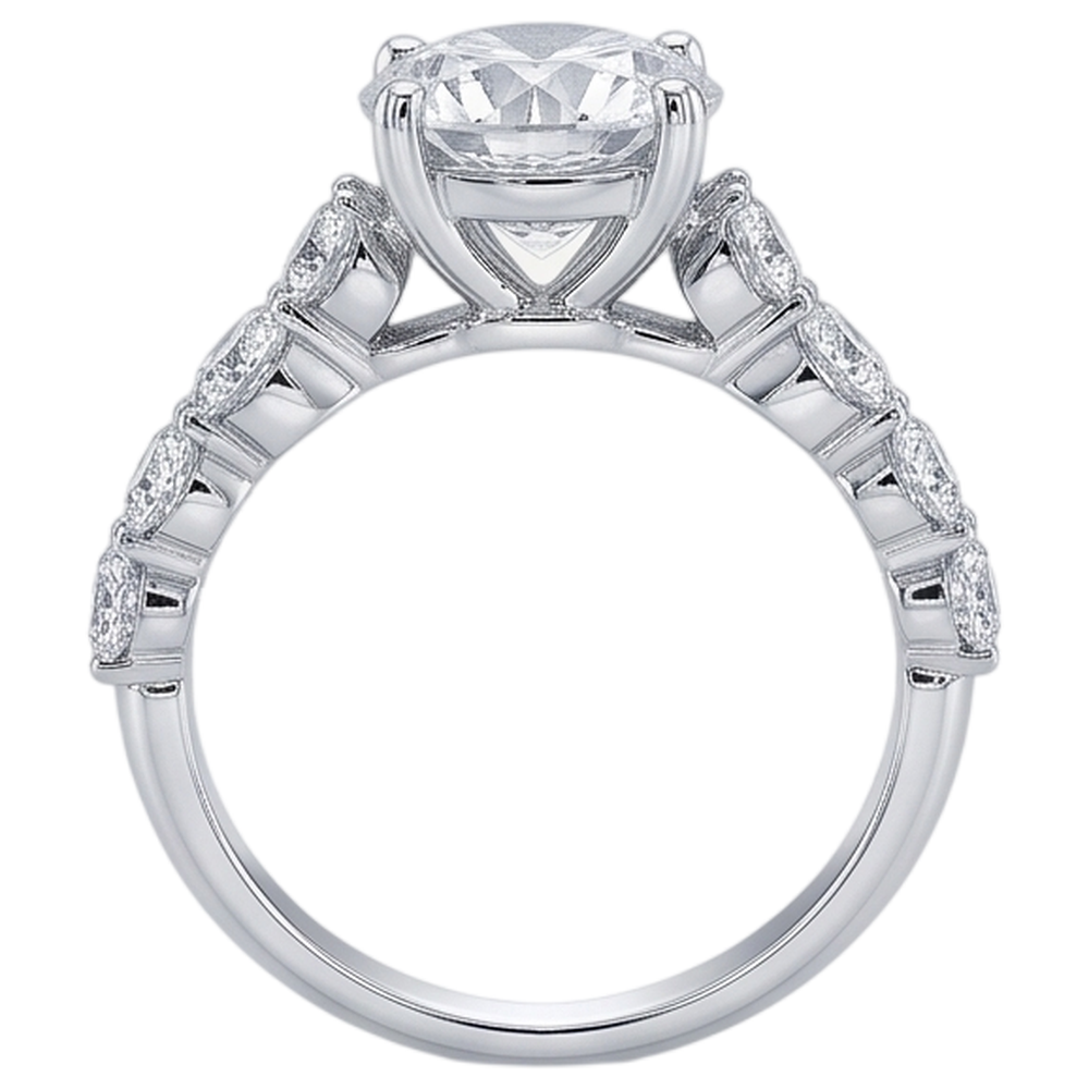 Genuine Natural Earth Mined DIAMOND ( NOT LAB GROWN ) Accented Engagement Ring 4.10 Carats White Gold 14K