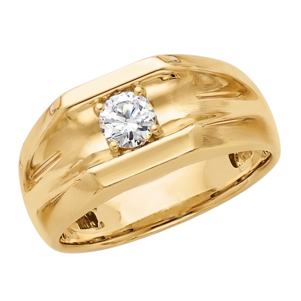 Genuine Natural Earth Mined DIAMOND ( NOT LAB GROWN ) Solitaire Engagement Men's Ring 0.50 Carats Yellow Gold 14K