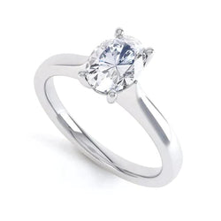 Genuine Oval Natural Earth Mined Diamond Solitaire Gold Ring