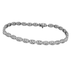Genuine Oval Diamond Tennis Bracelet Round Cut 4 Carats Women's Gold Jewelry