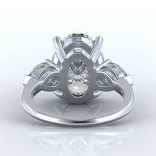 Genuine Oval & Pear Diamond 8 Carats 3 Stone Engagement Ring White Gold 14K