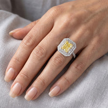 Genuine Pavé Yellow Canary Diamond Halo Ring 2.50 ct