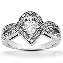 Genuine Pear Diamond Engagement Ring 1.25 Carat Twisted Shank Accent WG 14K