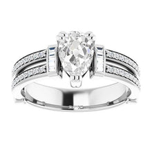 Genuine Pear Old Cut Diamond Wedding Ring Split Shank Channel Set 5 Carats