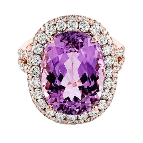 Genuine Purple Kunzite Crystal Ring