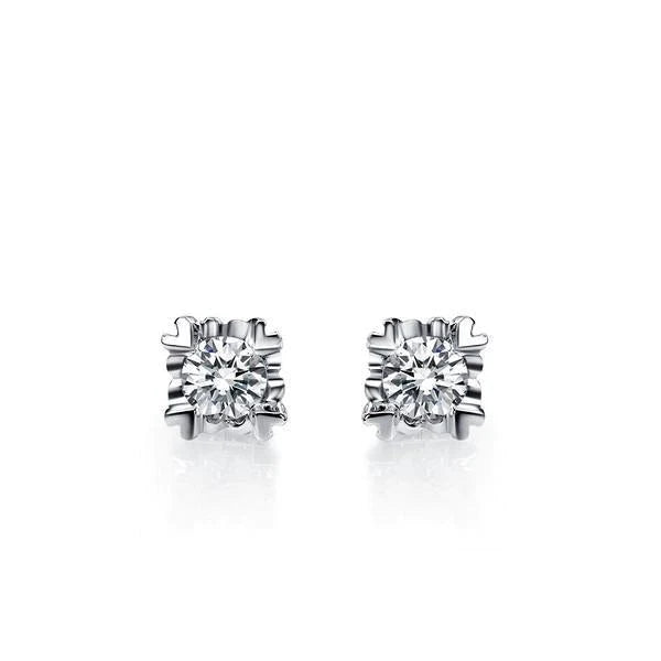 Genuine Round Cut 1.50 Carats Diamonds Studs Earrings White Gold 14K