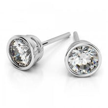 Genuine Round Cut 3.80 Ct Bezel Set Diamonds Studs Earrings White Gold