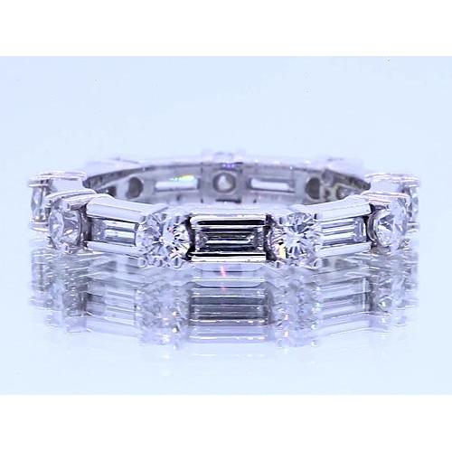 Genuine Round Diamond & Baguettes Anniversary Band 2.70 Carats Jewelry 2