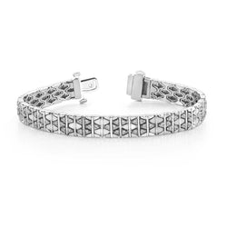 Genuine Round Diamond Brick Men's Bracelet 10 Carats White Gold 14K Jewelry