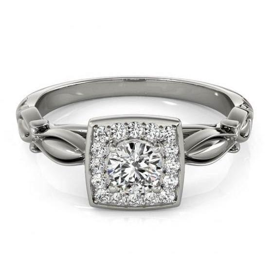 Genuine Round Diamond Engagement Anniversary Halo Ring WG 14K