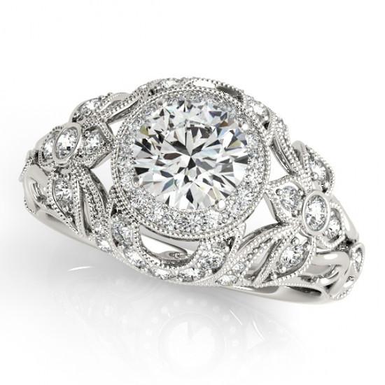 Genuine Round Diamond Engagement Anniversary Ring Vintage Style 2.0 Ct. WG 14K