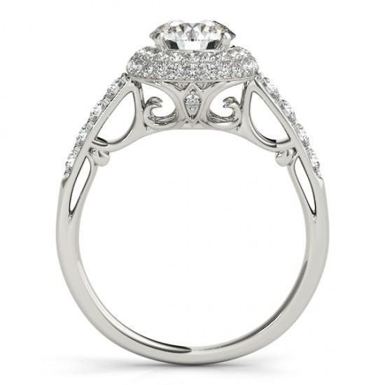 Genuine Round Diamond Engagement Fancy Halo Ring White Gold 14K